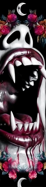 Free vampire bookmark featuring a scary vampire mouth